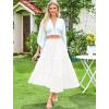 image:imageArolina Maxi Skirt for Women Summer Boho Elastic High Waist Pleated ALine Flowy Ruffle Swing Tiered Long Beach Skirt DressWhite With Pockets