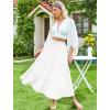 image:imageArolina Maxi Skirt for Women Summer Boho Elastic High Waist Pleated ALine Flowy Ruffle Swing Tiered Long Beach Skirt DressWhite With Pockets