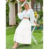 image:imageArolina Maxi Skirt for Women Summer Boho Elastic High Waist Pleated ALine Flowy Ruffle Swing Tiered Long Beach Skirt DressWhite With Pockets