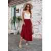image:imageArolina Maxi Skirt for Women Summer Boho Elastic High Waist Pleated ALine Flowy Ruffle Swing Tiered Long Beach Skirt DressWine
