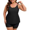 image:imageArolina Tankini Swimsuits for Women Tummy Control Two Piece Bathing Suits Flowy Swim Tops with Boy ShortsBlack