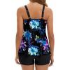 image:imageArolina Tankini Swimsuits for Women Tummy Control Two Piece Bathing Suits Flowy Swim Tops with Boy ShortsBlack Blue Lilies