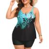image:imageArolina Tankini Swimsuits for Women Tummy Control Two Piece Bathing Suits Flowy Swim Tops with Boy ShortsBlue Floral
