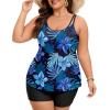image:imageArolina Tankini Swimsuits for Women Tummy Control Two Piece Bathing Suits Flowy Swim Tops with Boy ShortsBlue Flowers