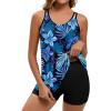 image:imageArolina Tankini Swimsuits for Women Tummy Control Two Piece Bathing Suits Flowy Swim Tops with Boy ShortsBlue Flowers