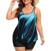 image:imageArolina Tankini Swimsuits for Women Tummy Control Two Piece Bathing Suits Flowy Swim Tops with Boy ShortsBlue Oblique Stripes