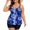 image:imageArolina Tankini Swimsuits for Women Tummy Control Two Piece Bathing Suits Flowy Swim Tops with Boy ShortsBlue Oil Painting Flowers