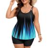 image:imageArolina Tankini Swimsuits for Women Tummy Control Two Piece Bathing Suits Flowy Swim Tops with Boy ShortsBlue Ray 1
