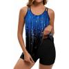 image:imageArolina Tankini Swimsuits for Women Tummy Control Two Piece Bathing Suits Flowy Swim Tops with Boy ShortsBlue Shooting Star