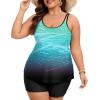 image:imageArolina Tankini Swimsuits for Women Tummy Control Two Piece Bathing Suits Flowy Swim Tops with Boy ShortsBluegreen Gradient