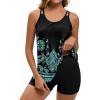 image:imageArolina Tankini Swimsuits for Women Tummy Control Two Piece Bathing Suits Flowy Swim Tops with Boy ShortsCashew Flower