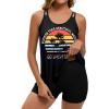 image:imageArolina Tankini Swimsuits for Women Tummy Control Two Piece Bathing Suits Flowy Swim Tops with Boy ShortsCoconut Trees