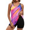 image:imageArolina Tankini Swimsuits for Women Tummy Control Two Piece Bathing Suits Flowy Swim Tops with Boy ShortsColorful Tiedye