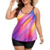 image:imageArolina Tankini Swimsuits for Women Tummy Control Two Piece Bathing Suits Flowy Swim Tops with Boy ShortsColorful Tiedye