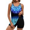 image:imageArolina Tankini Swimsuits for Women Tummy Control Two Piece Bathing Suits Flowy Swim Tops with Boy ShortsGradient Blue Light