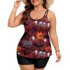 image:imageArolina Tankini Swimsuits for Women Tummy Control Two Piece Bathing Suits Flowy Swim Tops with Boy ShortsHalloween Dark Red