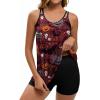 image:imageArolina Tankini Swimsuits for Women Tummy Control Two Piece Bathing Suits Flowy Swim Tops with Boy ShortsHalloween Dark Red