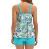 image:imageArolina Tankini Swimsuits for Women Tummy Control Two Piece Bathing Suits Flowy Swim Tops with Boy ShortsLake Blue Paisley Printed