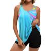 image:imageArolina Tankini Swimsuits for Women Tummy Control Two Piece Bathing Suits Flowy Swim Tops with Boy ShortsLake Green Rays