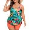 image:imageArolina Tankini Swimsuits for Women Tummy Control Two Piece Bathing Suits Flowy Swim Tops with Boy ShortsMulticolored Leaves