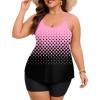 image:imageArolina Tankini Swimsuits for Women Tummy Control Two Piece Bathing Suits Flowy Swim Tops with Boy ShortsPink Gradient Dots