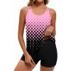 image:imageArolina Tankini Swimsuits for Women Tummy Control Two Piece Bathing Suits Flowy Swim Tops with Boy ShortsPink Gradient Dots