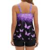 image:imageArolina Tankini Swimsuits for Women Tummy Control Two Piece Bathing Suits Flowy Swim Tops with Boy ShortsPurple Butterfly
