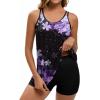 image:imageArolina Tankini Swimsuits for Women Tummy Control Two Piece Bathing Suits Flowy Swim Tops with Boy ShortsPurple Cherry Blossoms