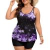 image:imageArolina Tankini Swimsuits for Women Tummy Control Two Piece Bathing Suits Flowy Swim Tops with Boy ShortsPurple Cherry Blossoms