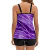 image:imageArolina Tankini Swimsuits for Women Tummy Control Two Piece Bathing Suits Flowy Swim Tops with Boy ShortsPurple Ripples