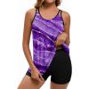 image:imageArolina Tankini Swimsuits for Women Tummy Control Two Piece Bathing Suits Flowy Swim Tops with Boy ShortsPurple Ripples