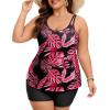 image:imageArolina Tankini Swimsuits for Women Tummy Control Two Piece Bathing Suits Flowy Swim Tops with Boy ShortsRed Leaves