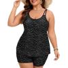 image:imageArolina Tankini Swimsuits for Women Tummy Control Two Piece Bathing Suits Flowy Swim Tops with Boy ShortsSparkling Silver