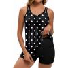 image:imageArolina Tankini Swimsuits for Women Tummy Control Two Piece Bathing Suits Flowy Swim Tops with Boy ShortsWhite Polka Dots