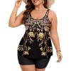 image:imageArolina Tankini Swimsuits for Women Tummy Control Two Piece Bathing Suits Flowy Swim Tops with Boy ShortsYellow Ethnic Flowers