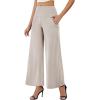 image:imageArolina Womens Stretchy Wide Leg Palazzo Lounge Pants with Pockets Casual Comfy High Waist Palazzo Pants for Women DressyAlmond
