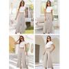 image:imageArolina Womens Stretchy Wide Leg Palazzo Lounge Pants with Pockets Casual Comfy High Waist Palazzo Pants for Women DressyAlmond