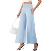 image:imageArolina Womens Stretchy Wide Leg Palazzo Lounge Pants with Pockets Casual Comfy High Waist Palazzo Pants for Women DressyBaby Blue