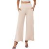 image:imageArolina Womens Stretchy Wide Leg Palazzo Lounge Pants with Pockets Casual Comfy High Waist Palazzo Pants for Women DressyBeige