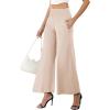 image:imageArolina Womens Stretchy Wide Leg Palazzo Lounge Pants with Pockets Casual Comfy High Waist Palazzo Pants for Women DressyBeige