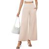 image:imageArolina Womens Stretchy Wide Leg Palazzo Lounge Pants with Pockets Casual Comfy High Waist Palazzo Pants for Women DressyBeige