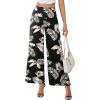 image:imageArolina Womens Stretchy Wide Leg Palazzo Lounge Pants with Pockets Casual Comfy High Waist Palazzo Pants for Women DressyBeige Brown Leaves
