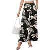 image:imageArolina Womens Stretchy Wide Leg Palazzo Lounge Pants with Pockets Casual Comfy High Waist Palazzo Pants for Women DressyBeige Brown Leaves