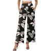 image:imageArolina Womens Stretchy Wide Leg Palazzo Lounge Pants with Pockets Casual Comfy High Waist Palazzo Pants for Women DressyBeige Brown Leaves