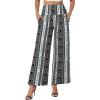 image:imageArolina Womens Stretchy Wide Leg Palazzo Lounge Pants with Pockets Casual Comfy High Waist Palazzo Pants for Women DressyBlack Grey Flowers