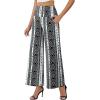 image:imageArolina Womens Stretchy Wide Leg Palazzo Lounge Pants with Pockets Casual Comfy High Waist Palazzo Pants for Women DressyBlack Grey Flowers