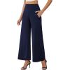 image:imageArolina Womens Stretchy Wide Leg Palazzo Lounge Pants with Pockets Casual Comfy High Waist Palazzo Pants for Women DressyBlue 01