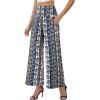 image:imageArolina Womens Stretchy Wide Leg Palazzo Lounge Pants with Pockets Casual Comfy High Waist Palazzo Pants for Women DressyBlue Paisley
