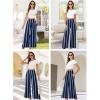 image:imageArolina Womens Stretchy Wide Leg Palazzo Lounge Pants with Pockets Casual Comfy High Waist Palazzo Pants for Women DressyBlue Stripe