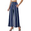 image:imageArolina Womens Stretchy Wide Leg Palazzo Lounge Pants with Pockets Casual Comfy High Waist Palazzo Pants for Women DressyBlue Stripe